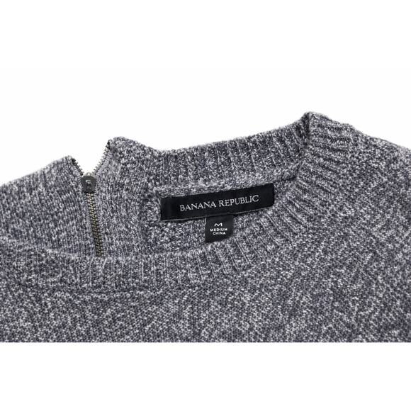 Banana Republic Womens Cotton Crewneck Sweater Heather Gray Zip Back Med - Picture 5 of 5